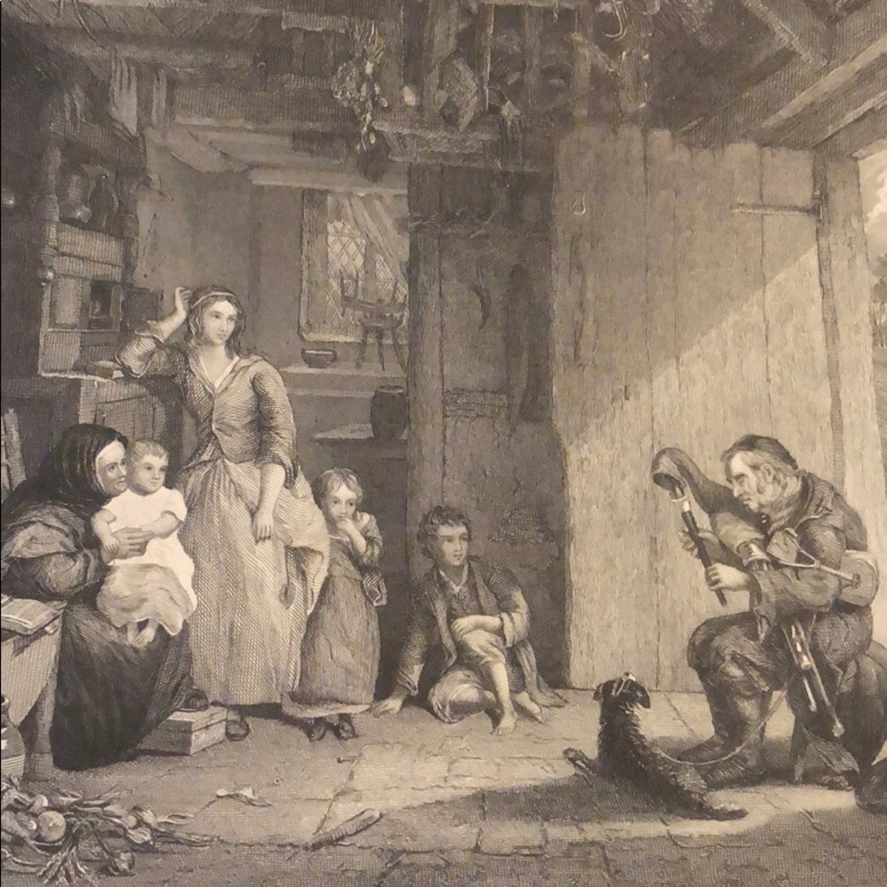The Blind Harper 6.25" x 8" Antique Engraving/Print